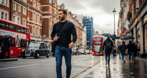 man walking through london after Masculinisation treatment